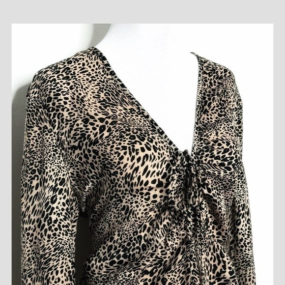 NWT Mango Dress Animal Print Long Sleeve Light Silk Feel Long Maxi Length Size 8 - Picture 7 of 15